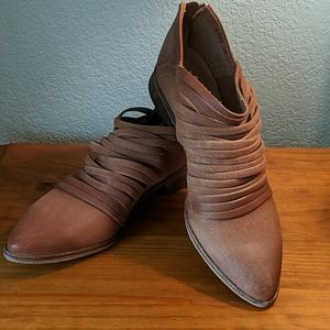 Free people tan booties, never worn